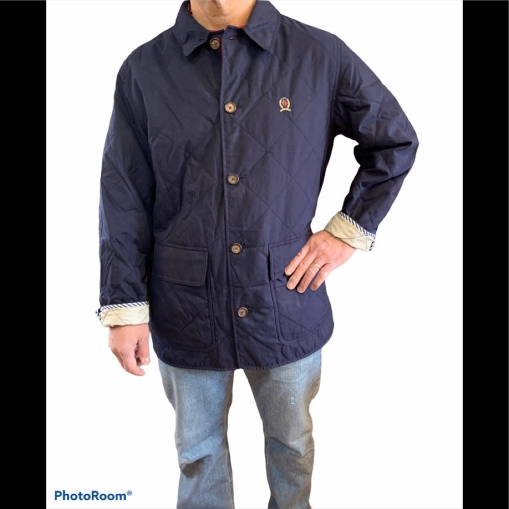 Tommy Hilfiger VINTAGE blue lightweight diamond quilted chore jacket
